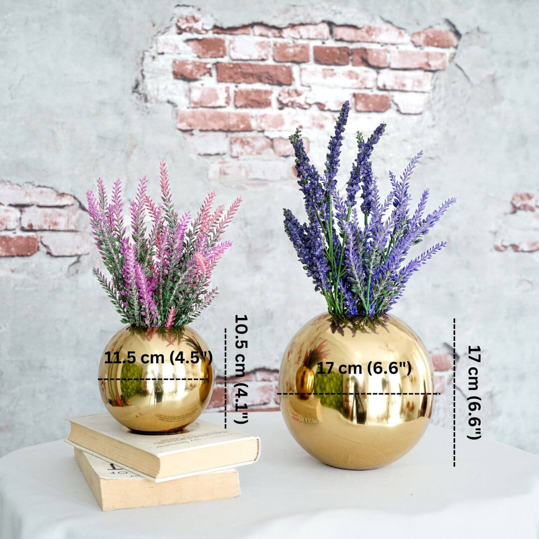 Metal Decor flower vase with flower set of 2 