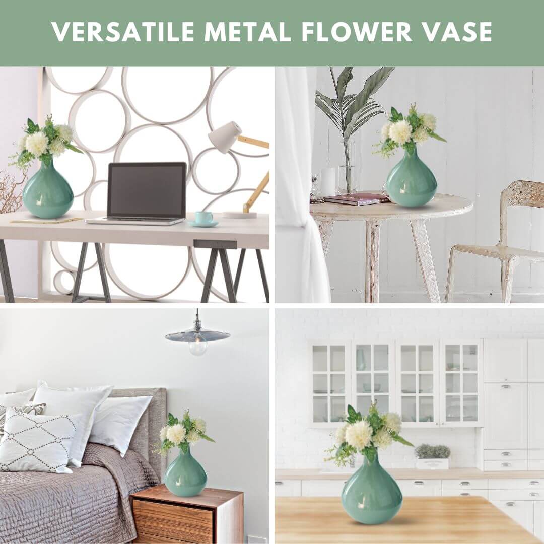 Mist green metal Tall flower vase 