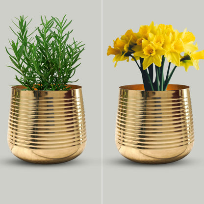 Metal Ribbed Planter, Large (Pot Only)