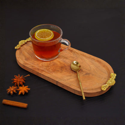 Wood & Brass Tray, Small