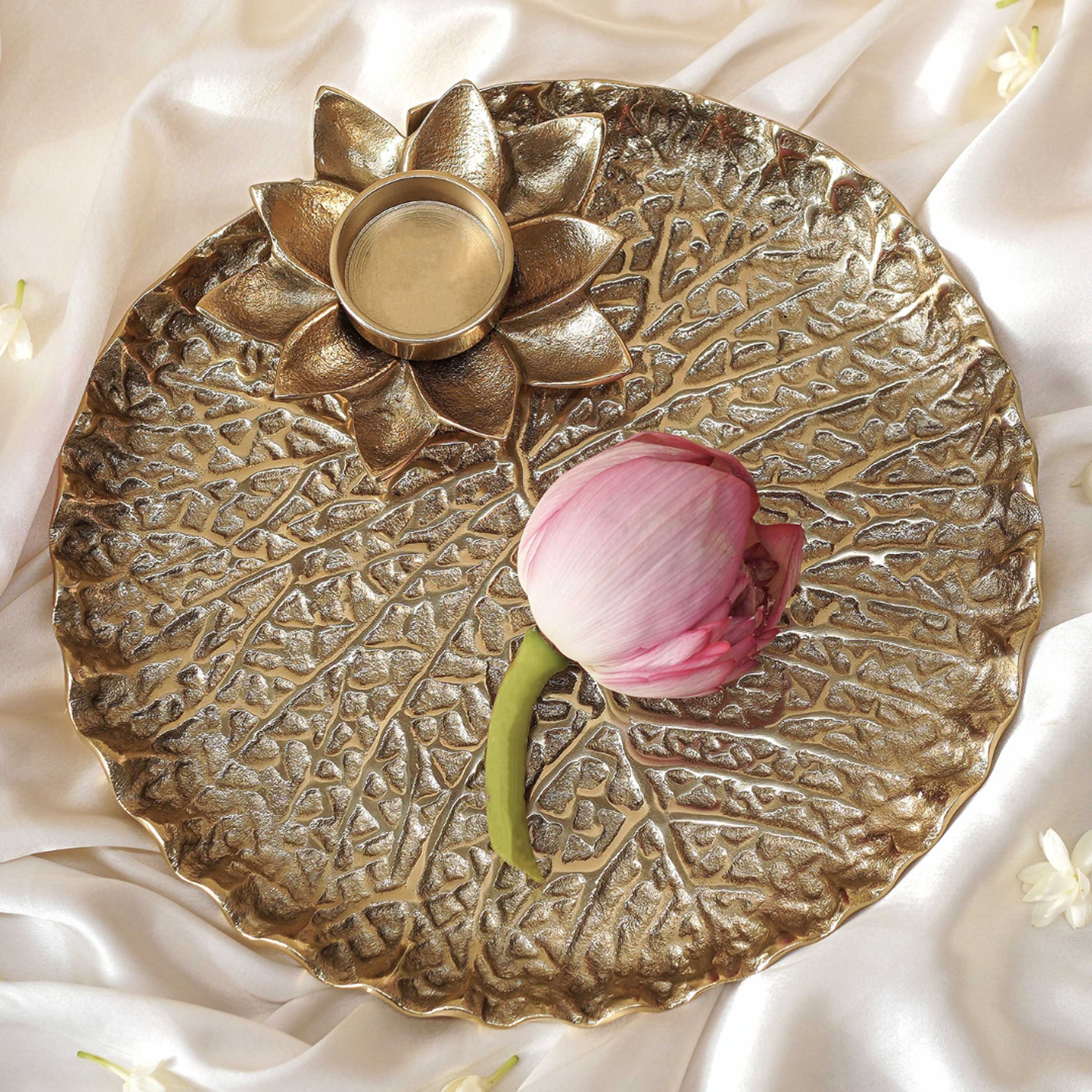 Lotus Leaf Metal Thali