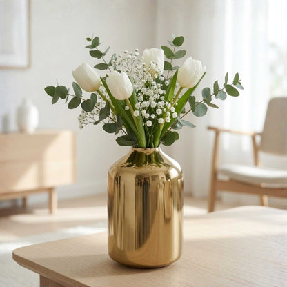 Metal Golden Bottle Flower Vase