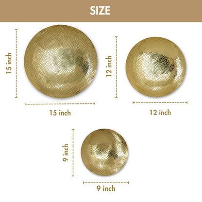 Golden Crackled Wall Plates, Set