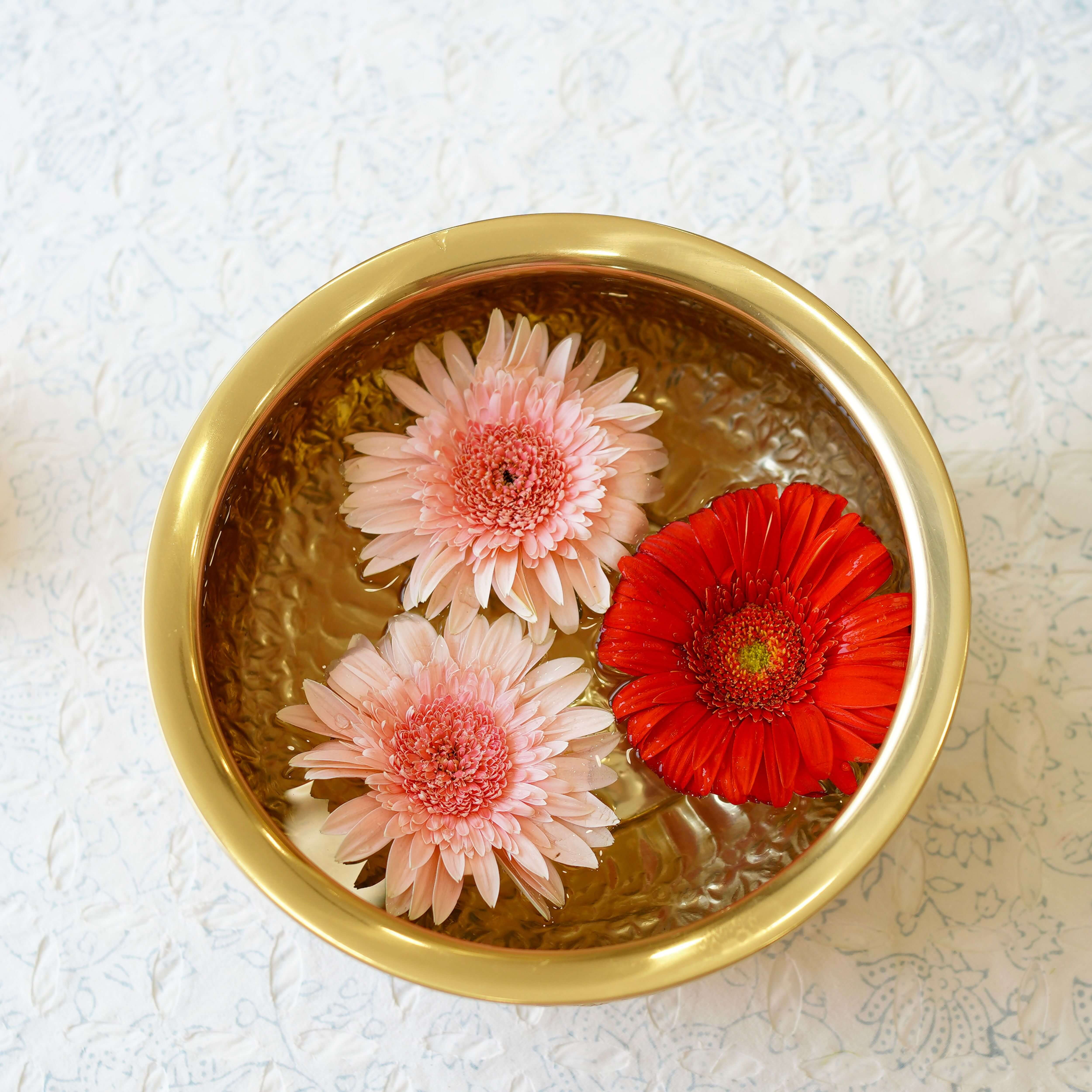 Metal Urli, Metal urli bowl, Floating flower urli, Traditional urli bowl