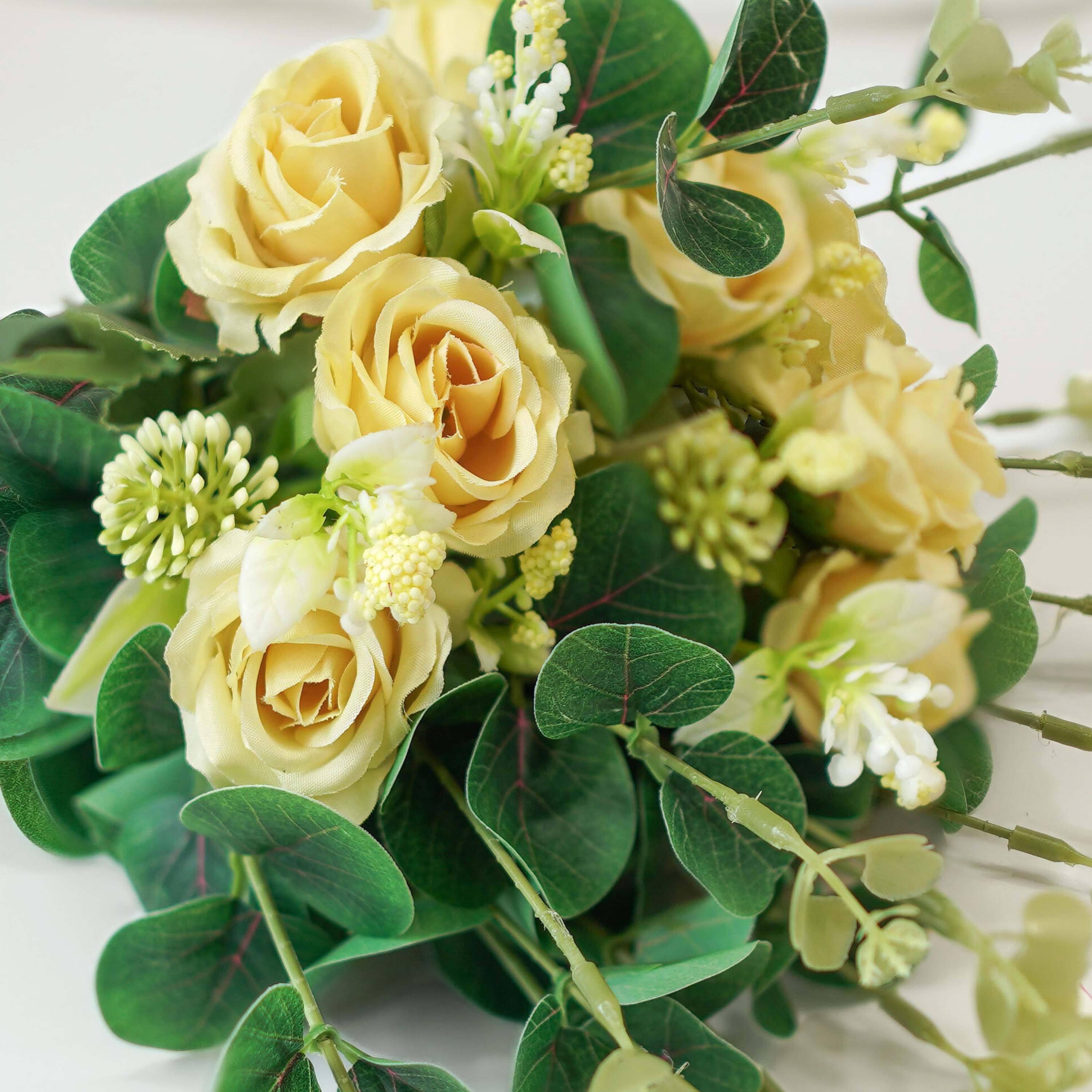 Mild Yellow Rose, Bouquet (Faux Flowers)