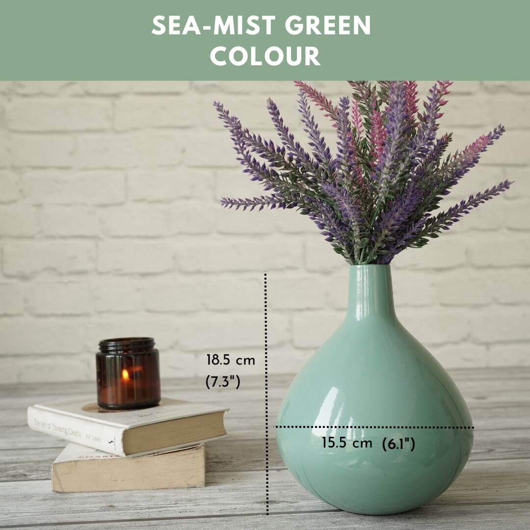 Mist green metal Tall flower vase 