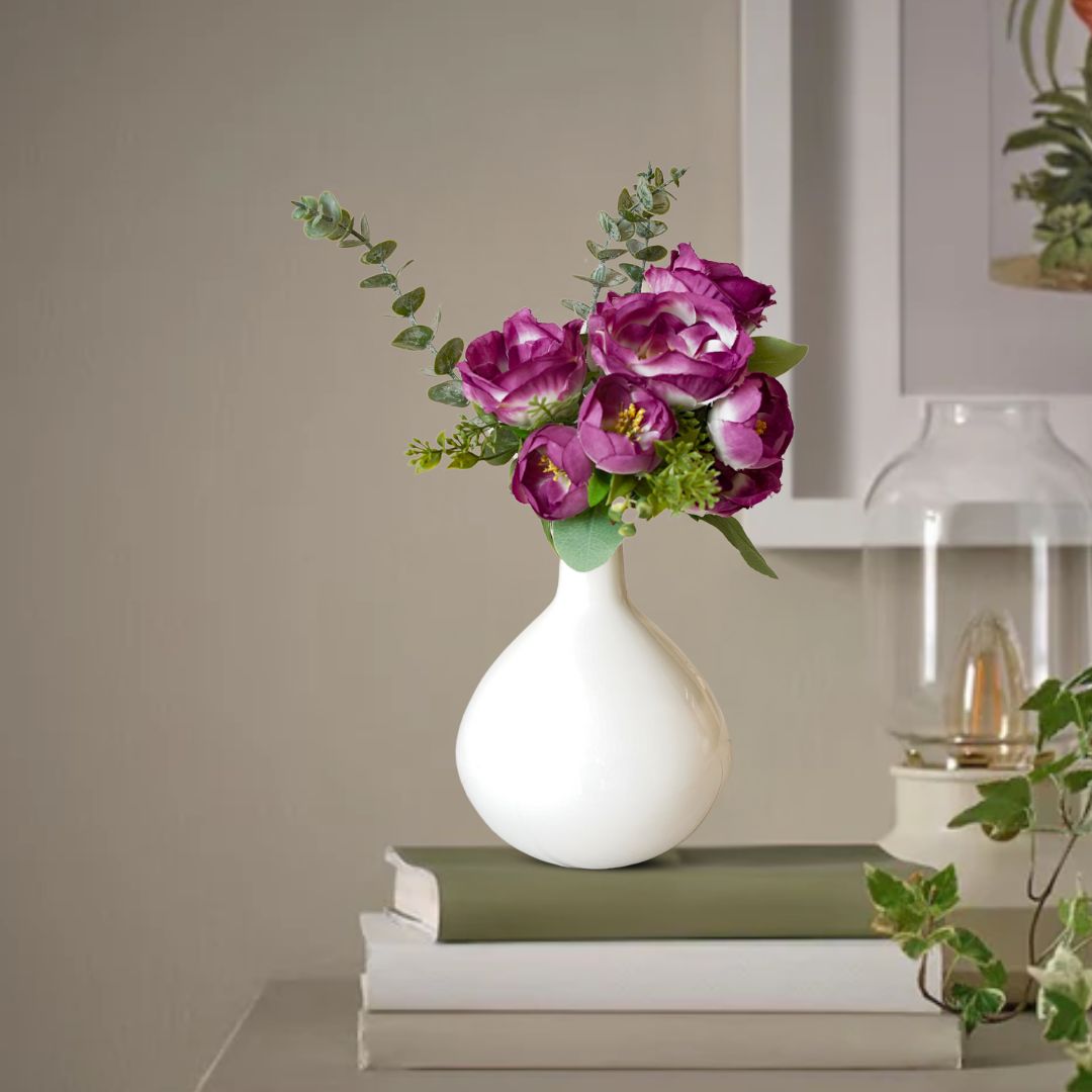 Metal Flower Vase | White