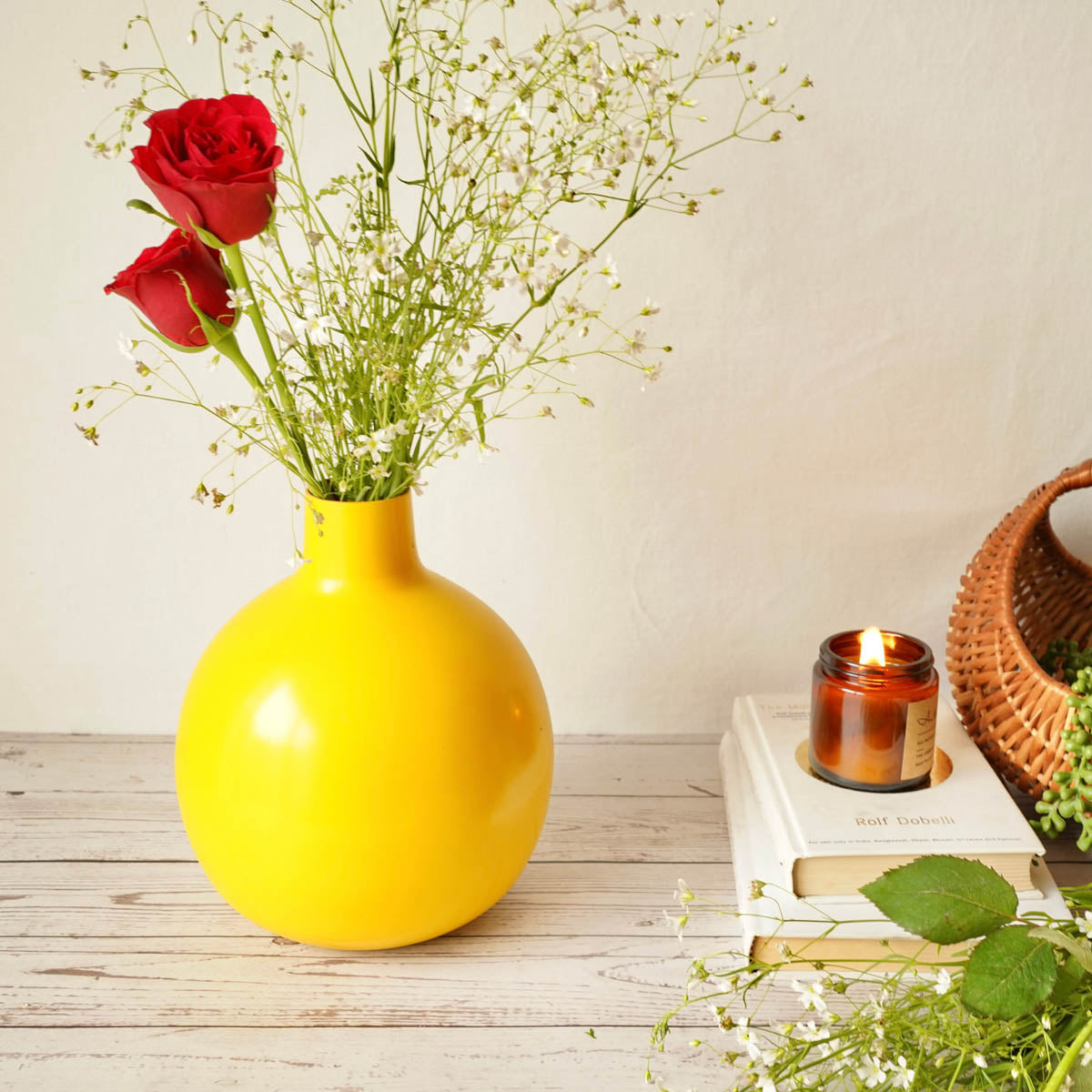 Yellow bud flower vase large 