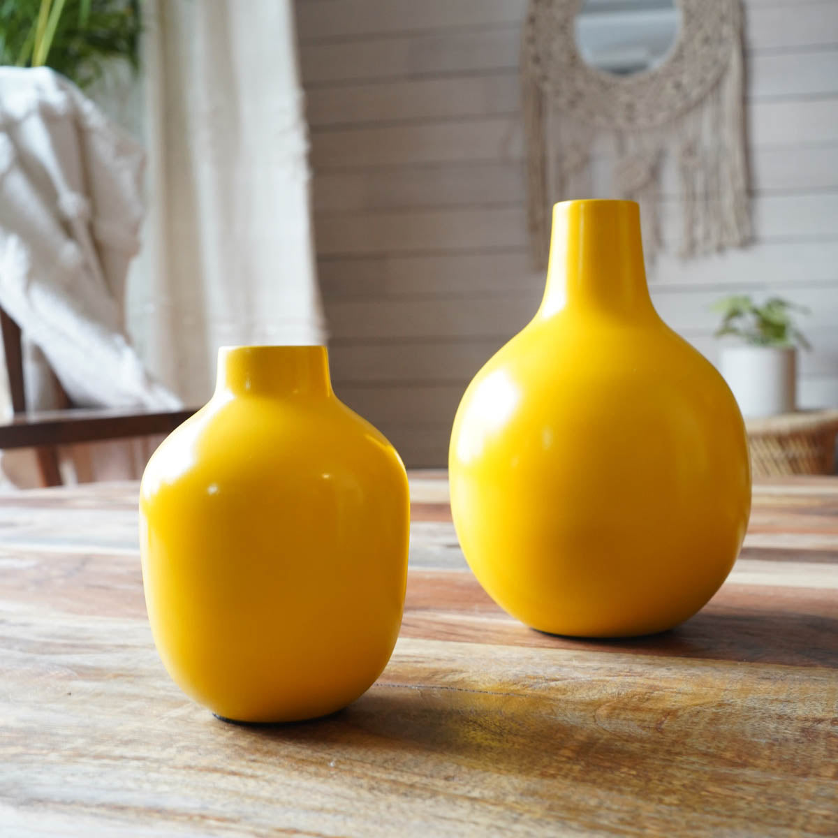 Yellow bud flower vase set of 2