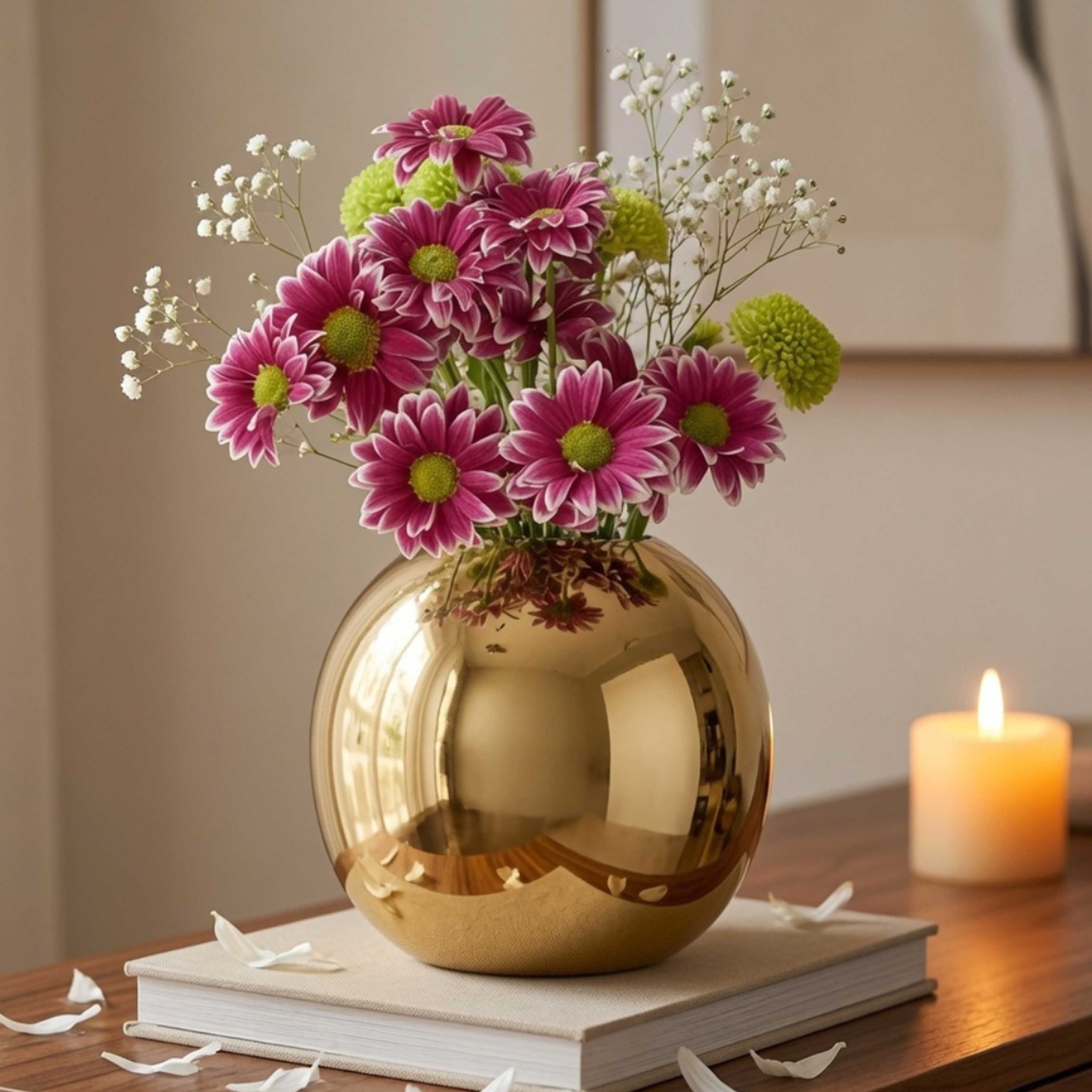 Metal Flower Vase Large | Gold