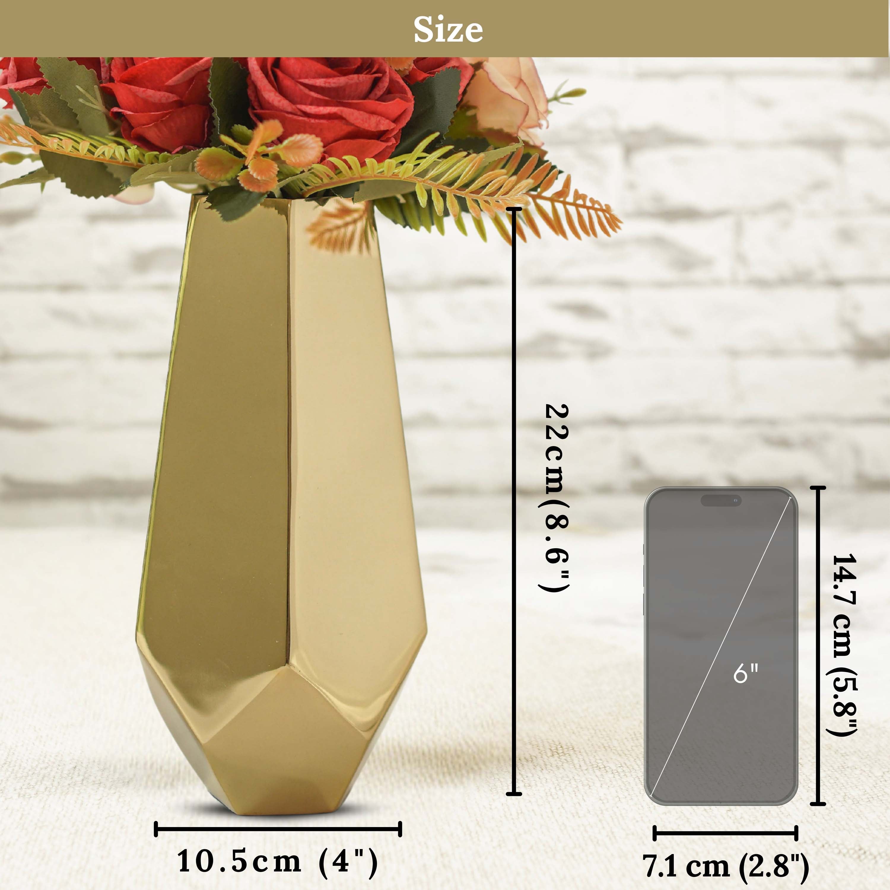 Stainless Steel Prism Glow Vase, Gold