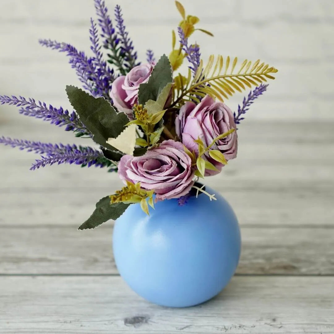 Metal Ball Flower vase small blue 