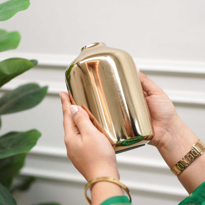 Metal Golden Bottle Flower Vase