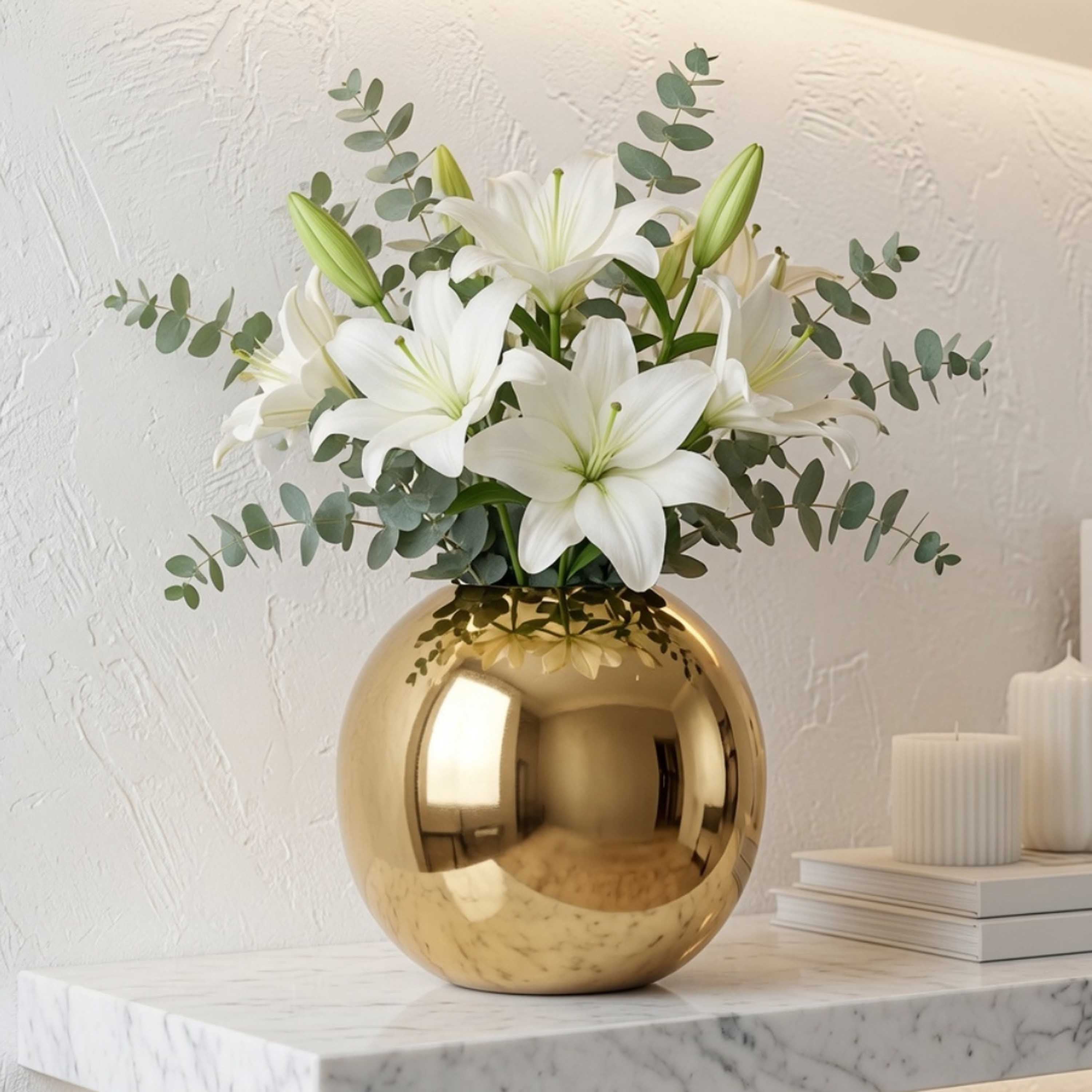 Metal Flower Vase Large | Gold