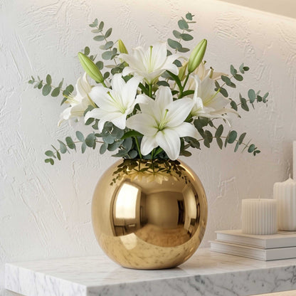 Metal Flower Vase Large | Gold
