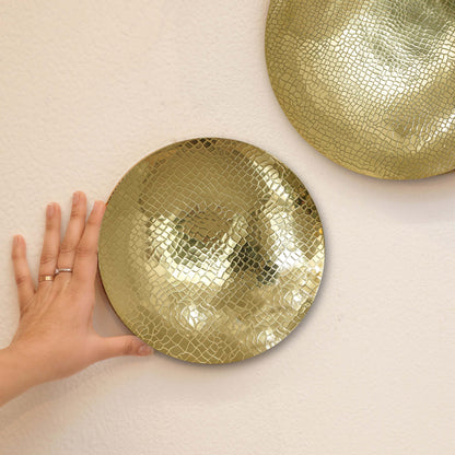 Golden Crackled Wall Plates, Set