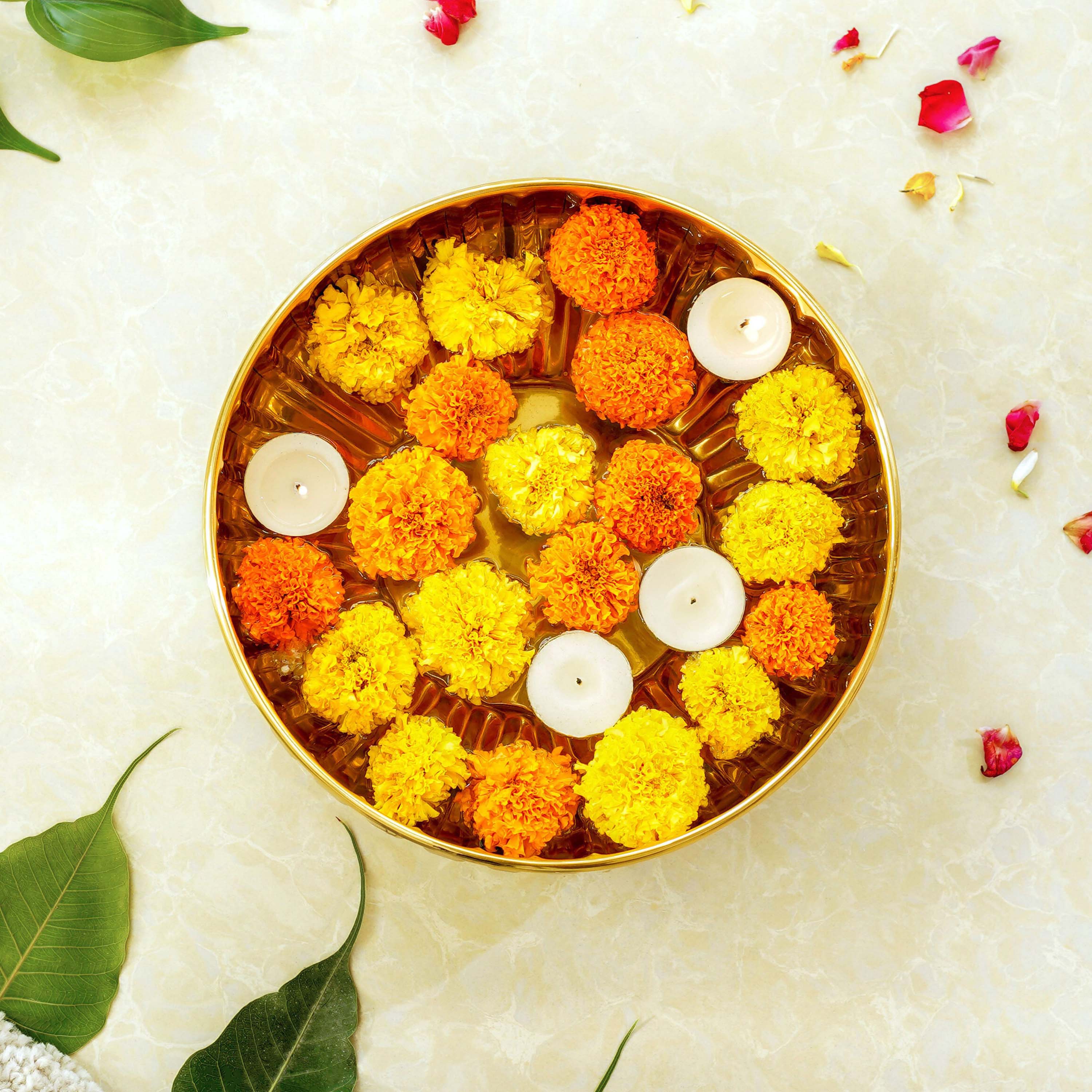Decorative urli bowl Diwali, Decor urli bowl, metal urli set, floating flower urli, Diwali Gift, Diwali Gifts, Golden Urli for Diwali decor, housewarming gifts
