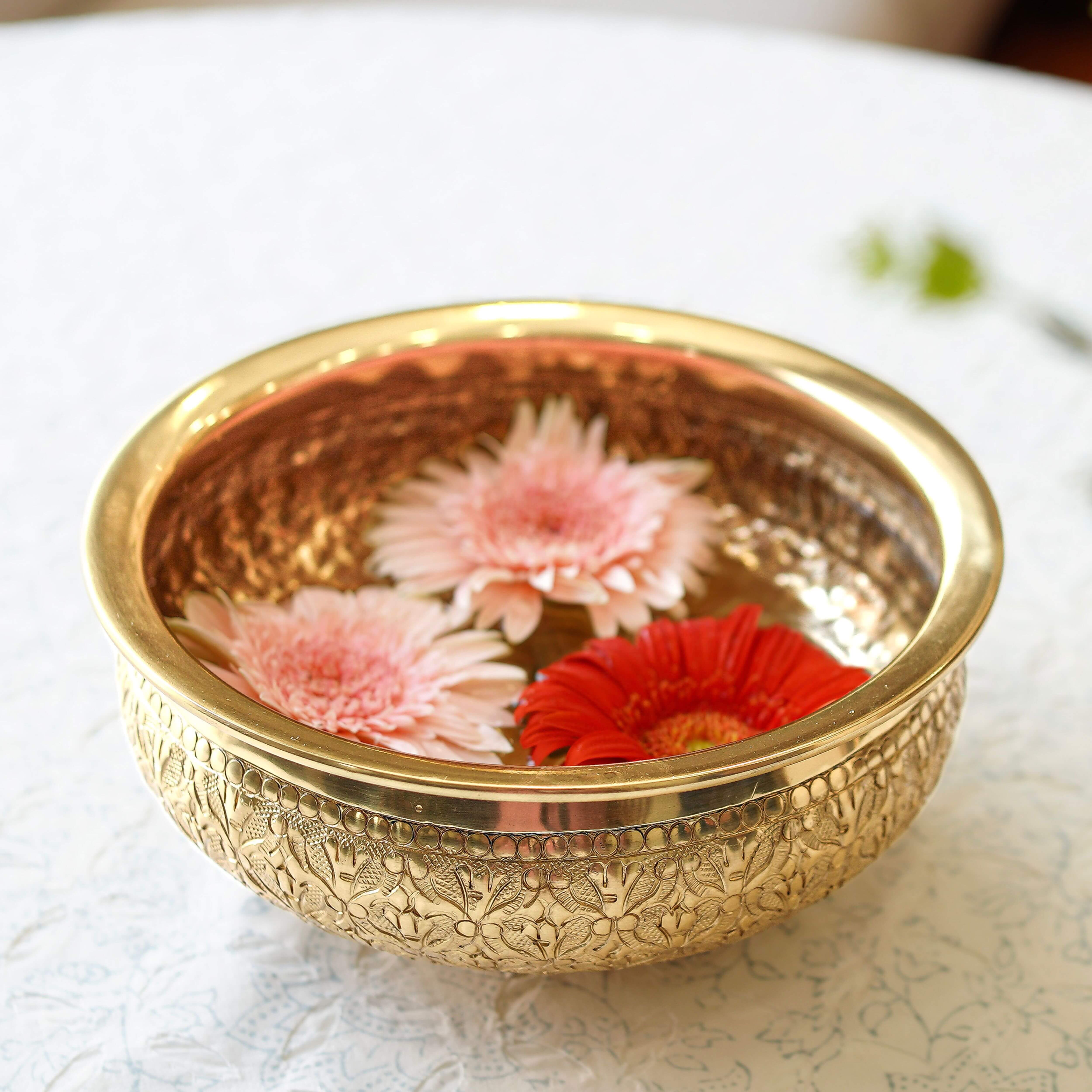 Metal Urli, Metal urli bowl, Floating flower urli, Traditional urli bowl