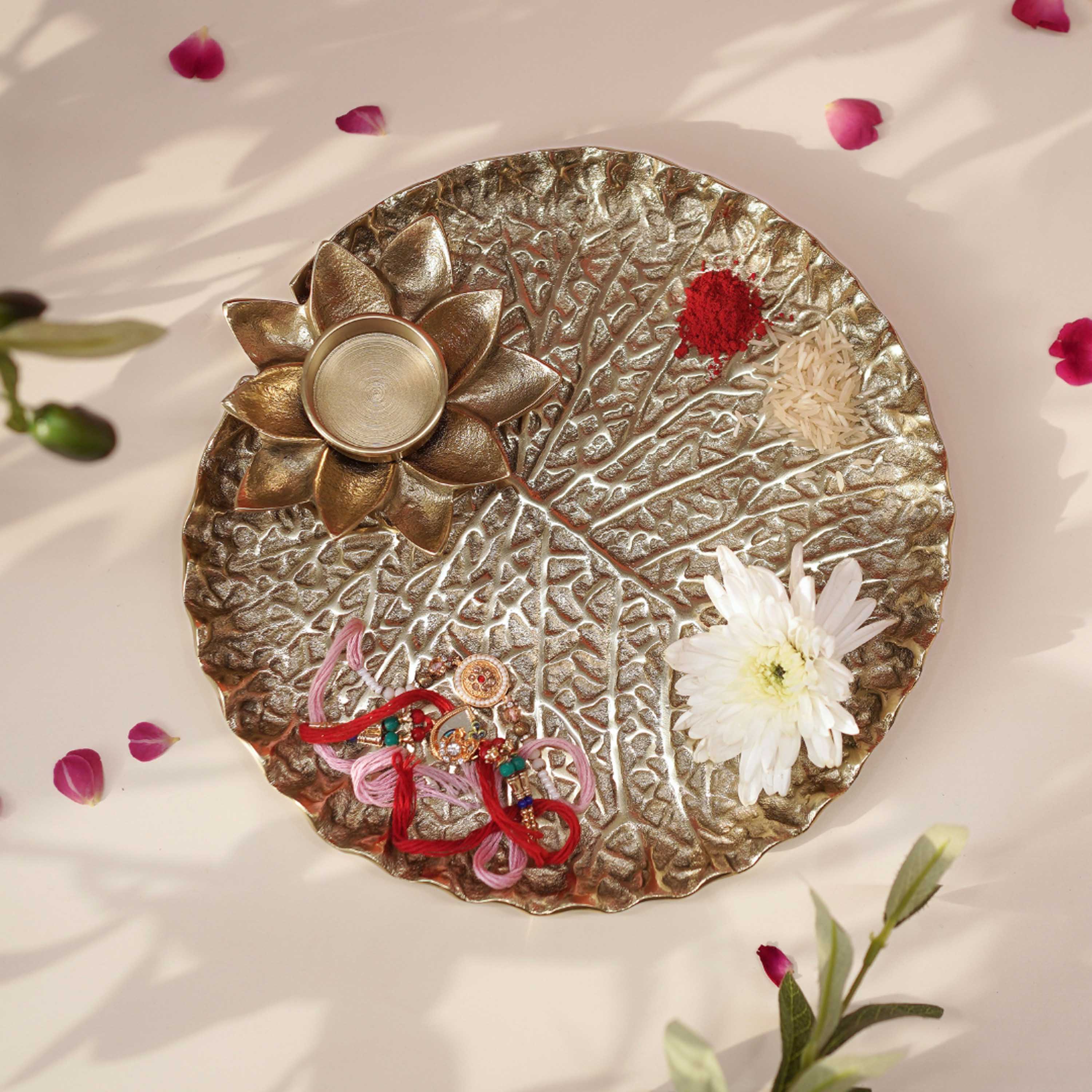 Lotus Leaf Metal Thali
