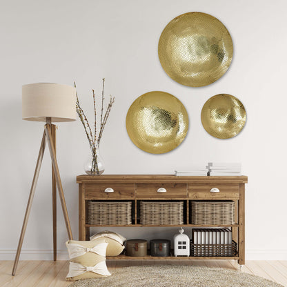 Golden Crackled Wall Plates, Set