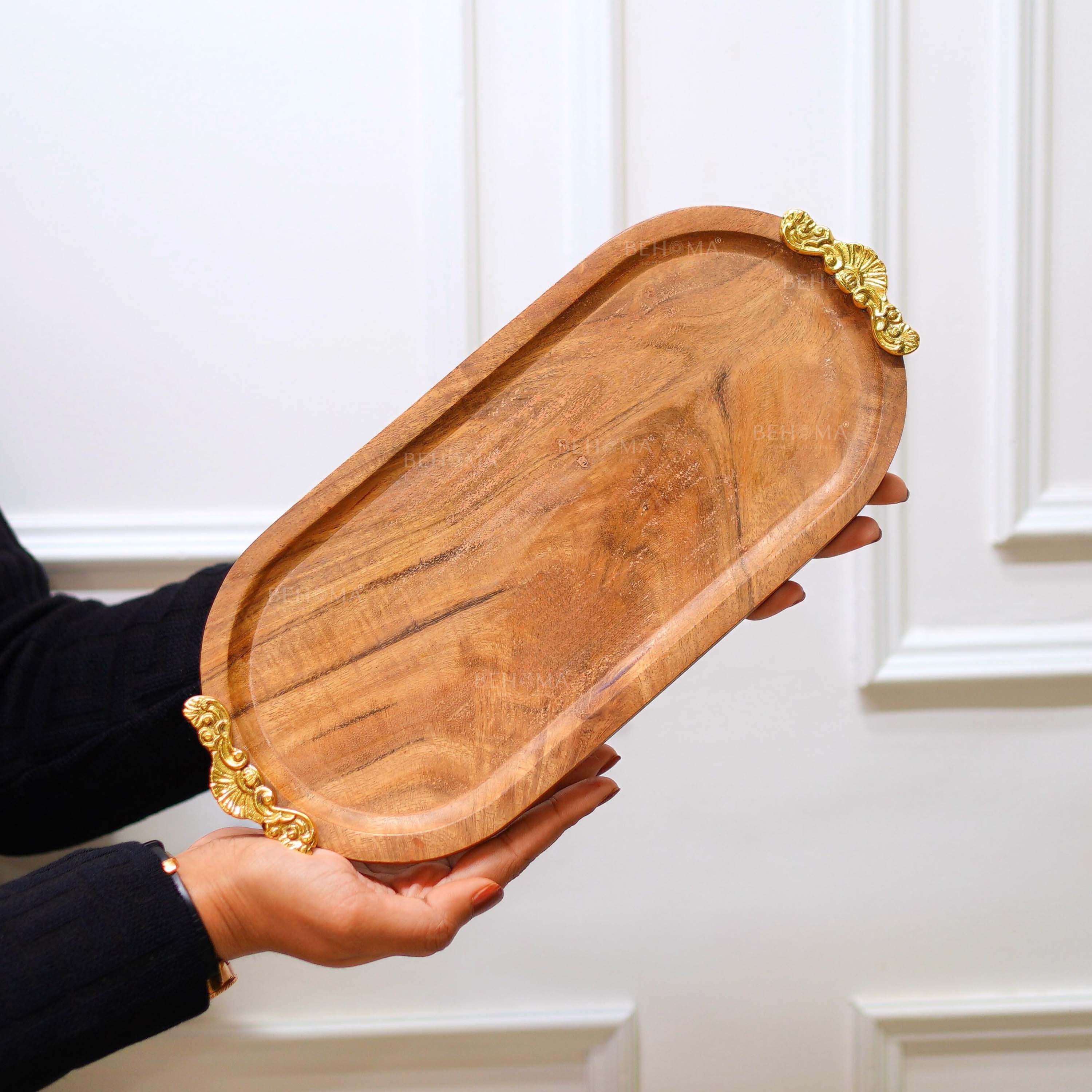 Wood & Brass Tray, Small
