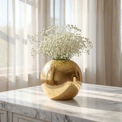 Metal Flower Vase Large | Gold