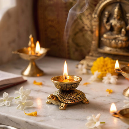 Pure Brass Turtle Diya