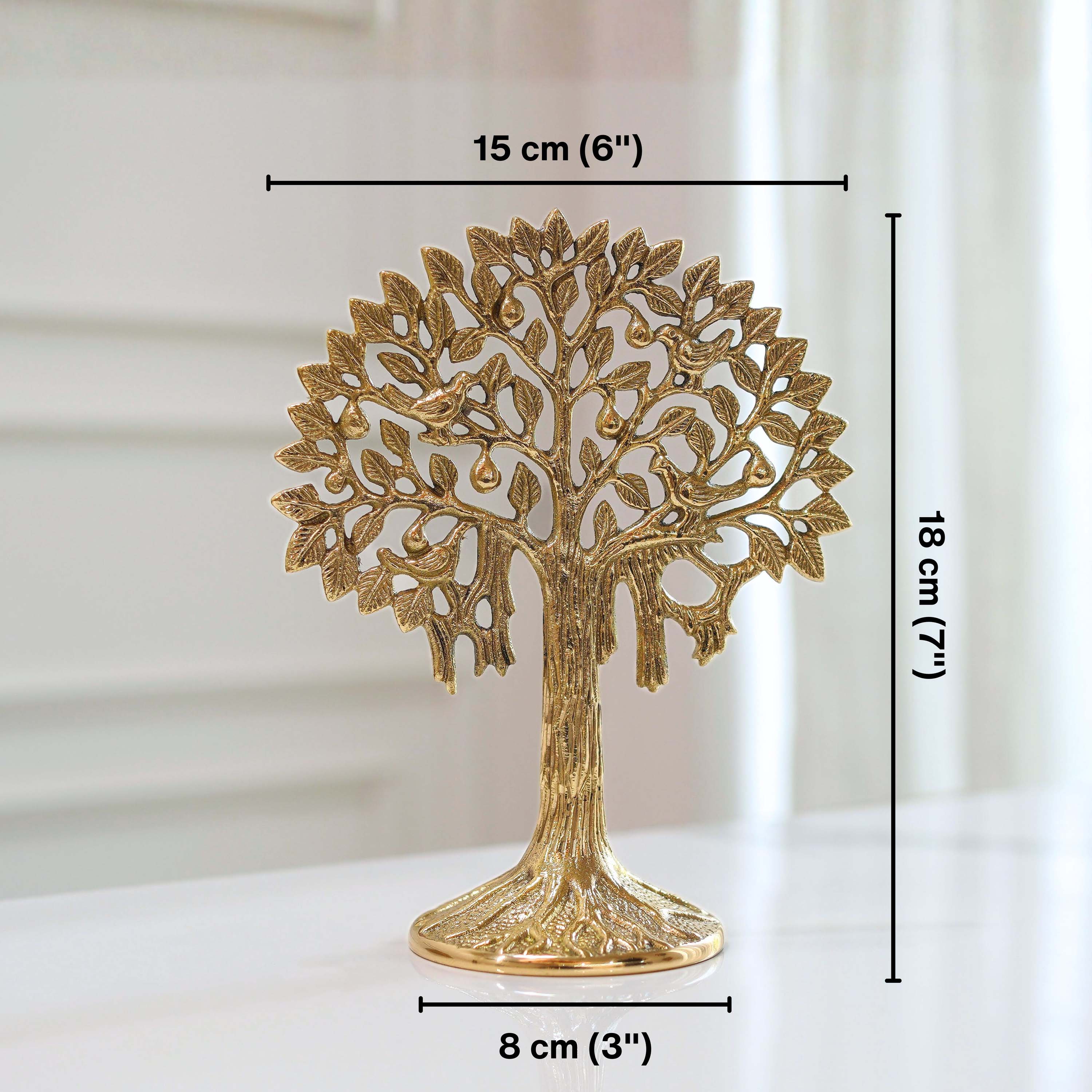 Pure Brass Kalpvriksh with Birds (7 inch)