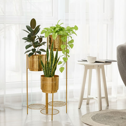 3-Tier Folding plant stand, Gold (Planter Only)