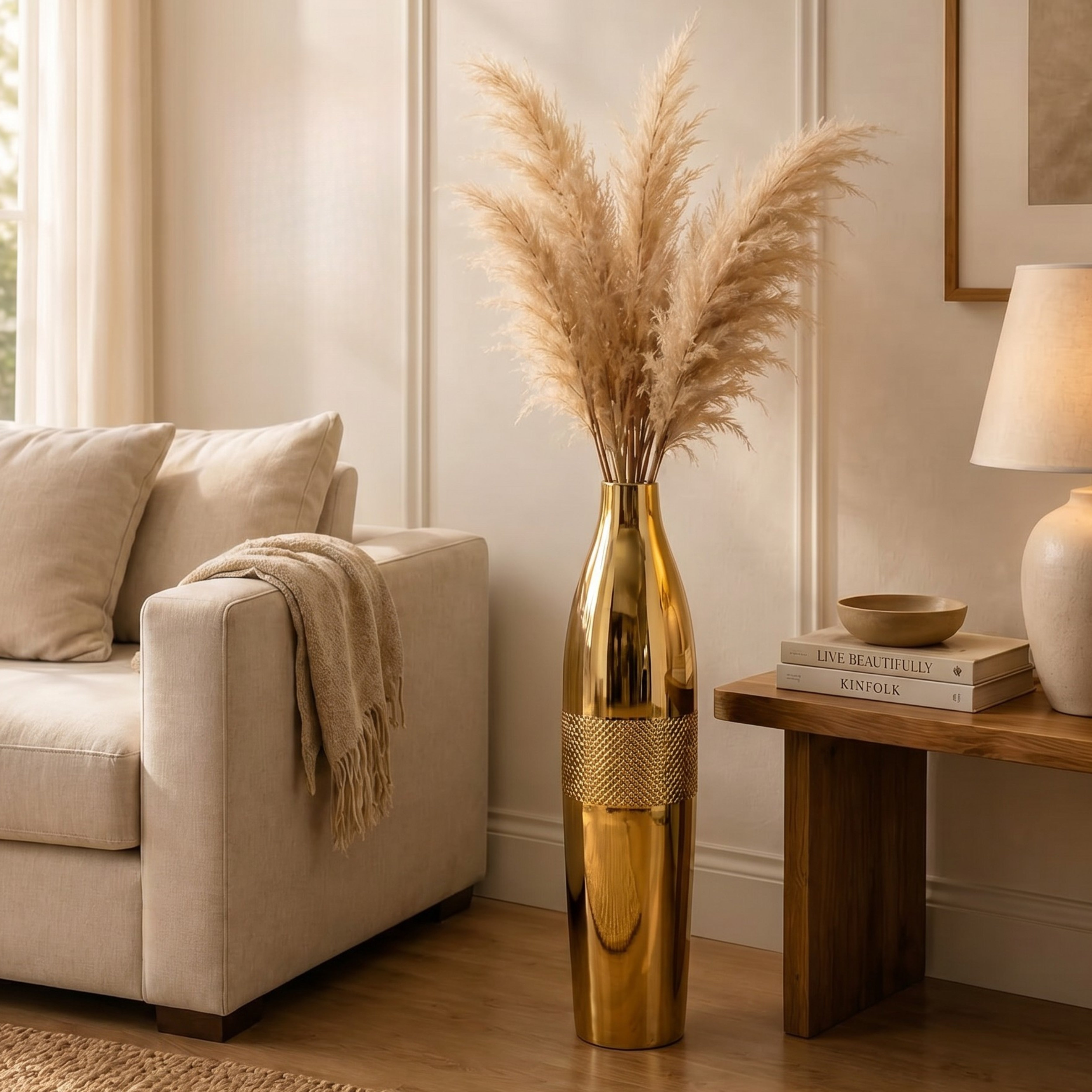 Gold Mesh Floor Vase