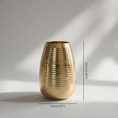 Ribbed Gold Metal Flower Vase