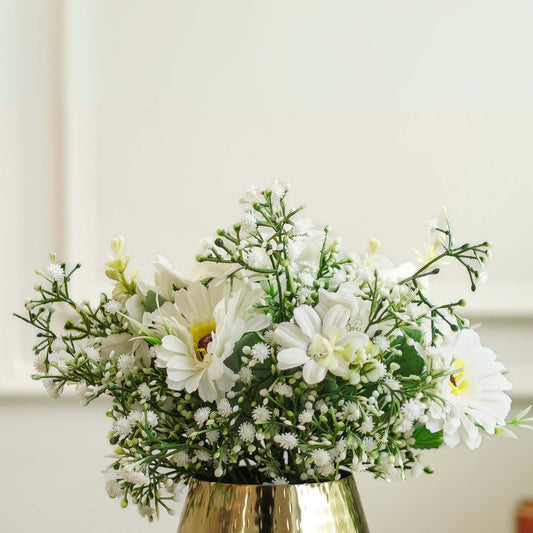 White Daisy With Baby's Breath, Bouquet (Faux Flowers)