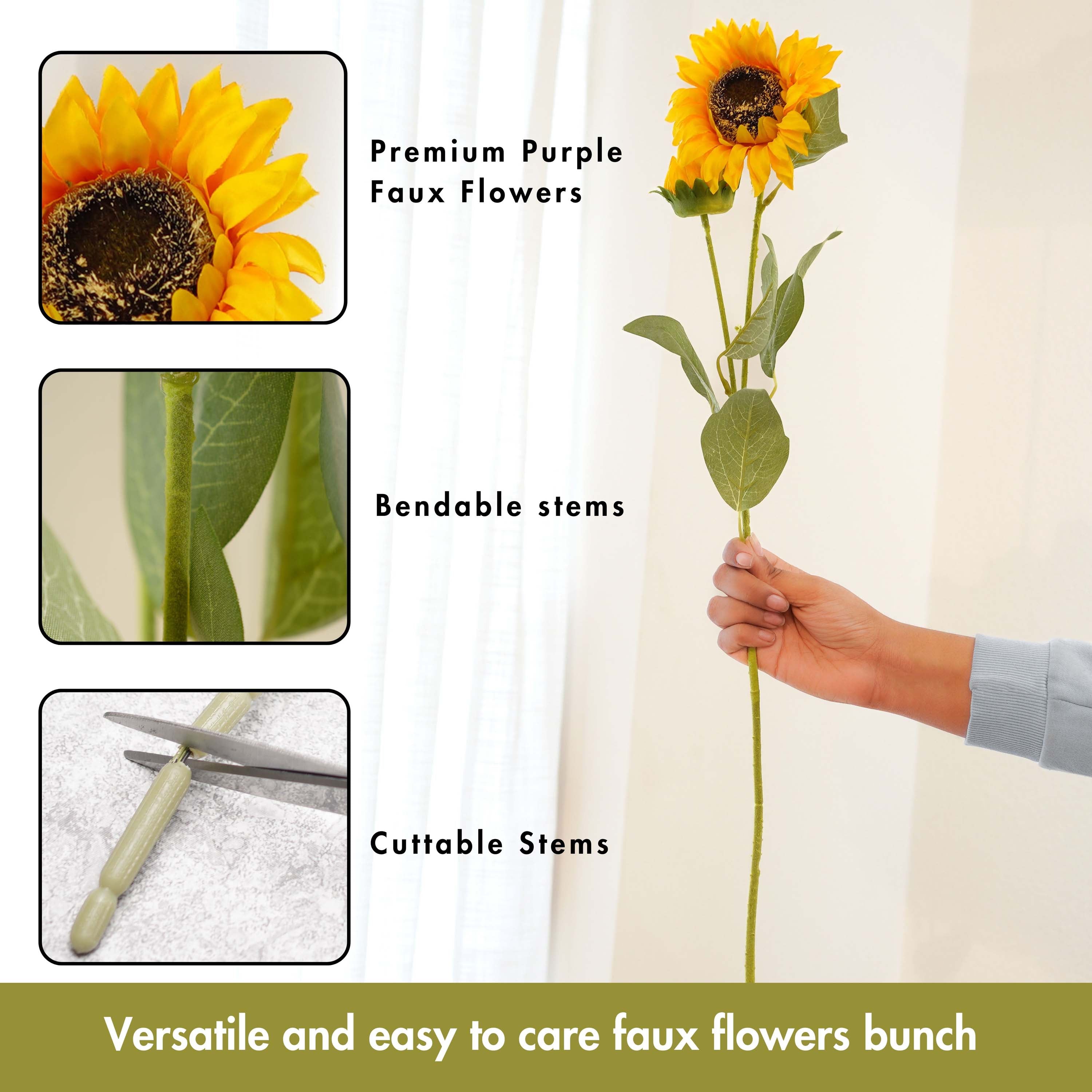 Yellow Sunflower (Faux Flower) - 2 Sticks