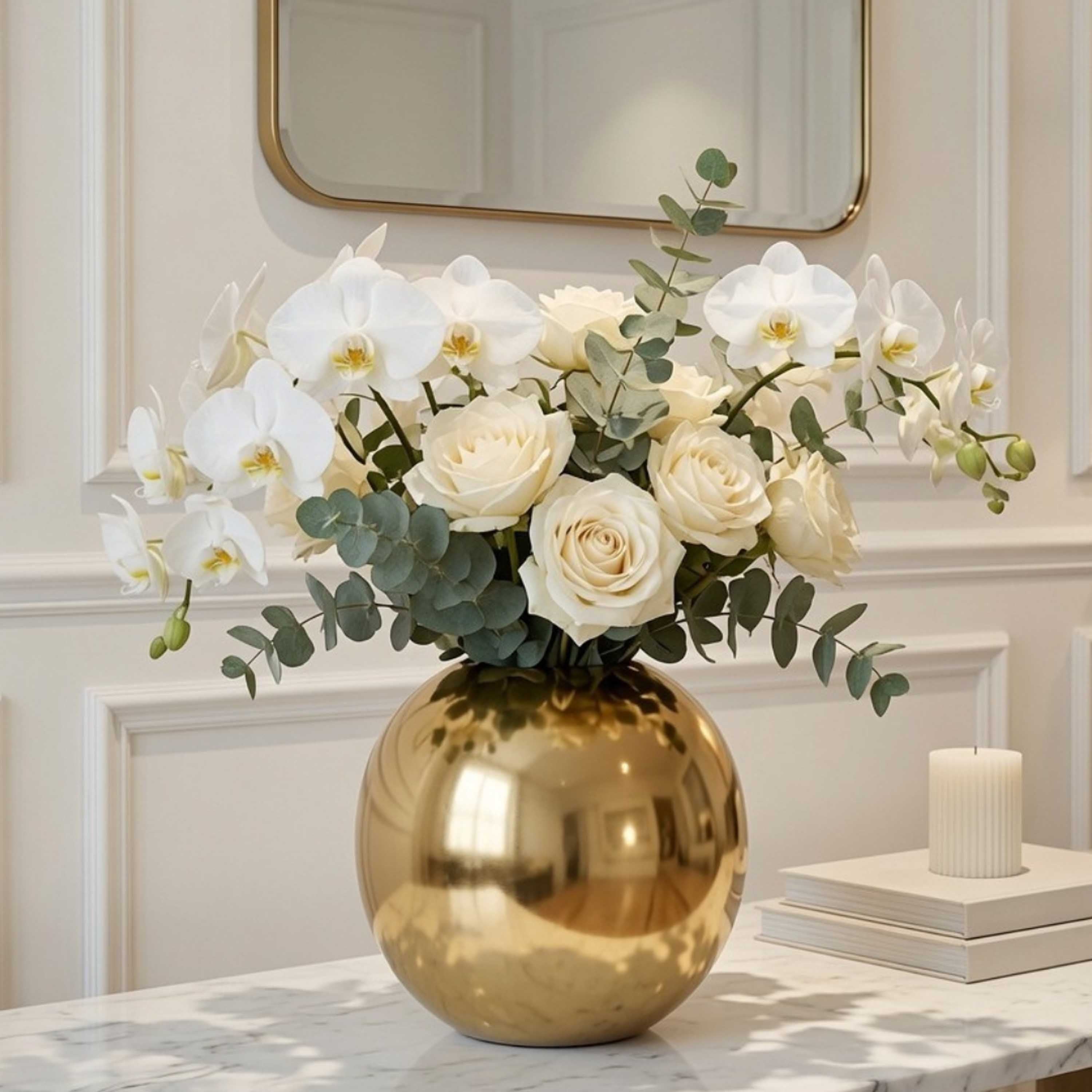 Metal Flower Vase Large | Gold