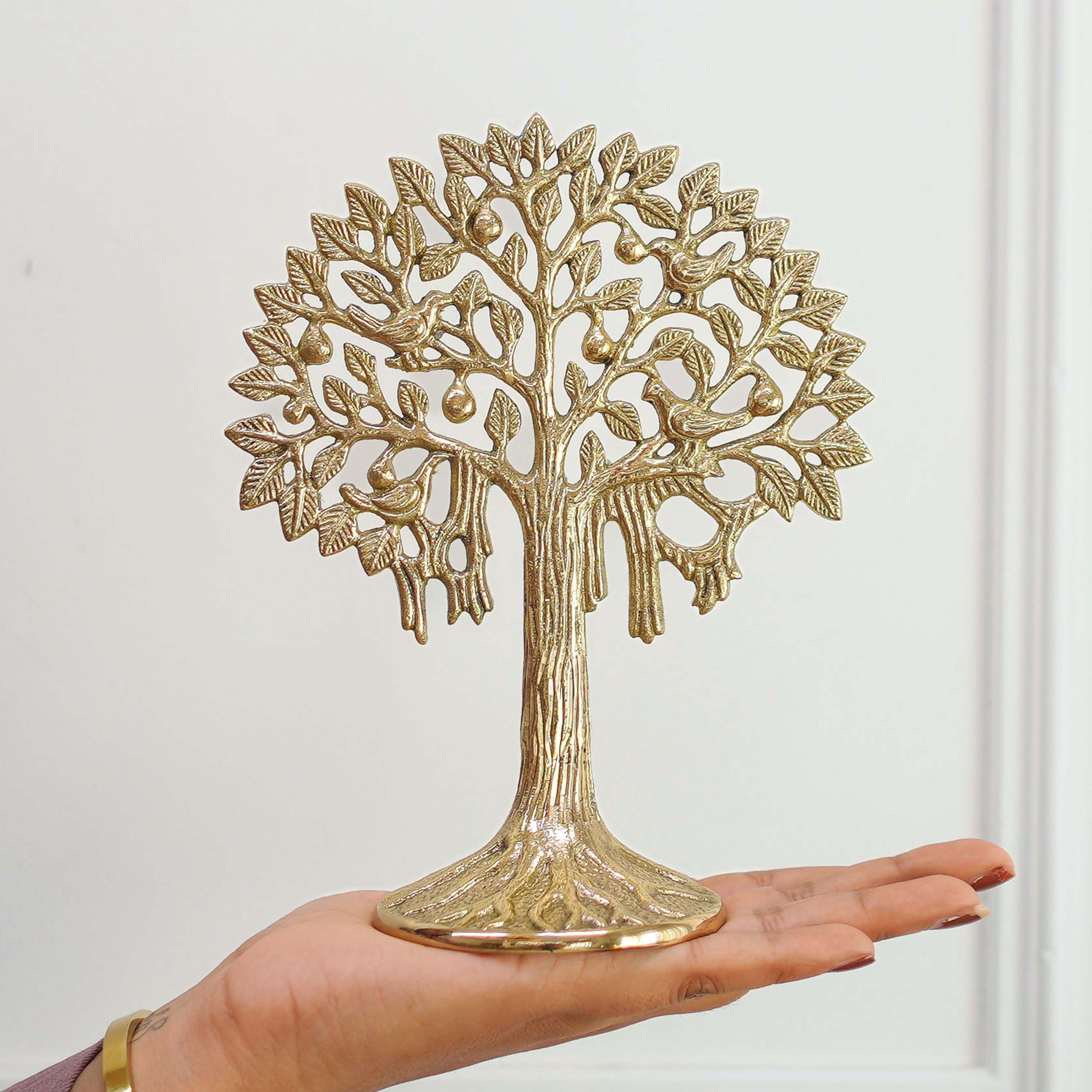 Pure Brass Kalpvriksh with Birds (7 inch)