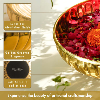 Decorative urli bowl Diwali, Decor urli bowl, metal urli set, floating flower urli, Diwali Gift, Diwali Gifts, Golden Urli for Diwali decor, housewarming gifts
