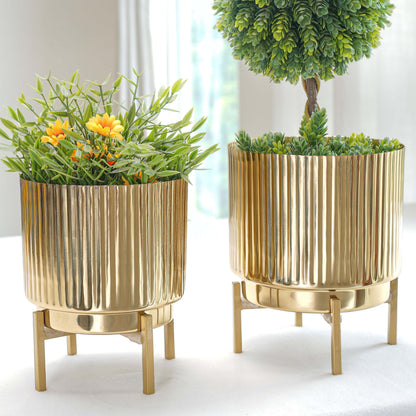 Metal Fluted Planter, Set (Planter Only)