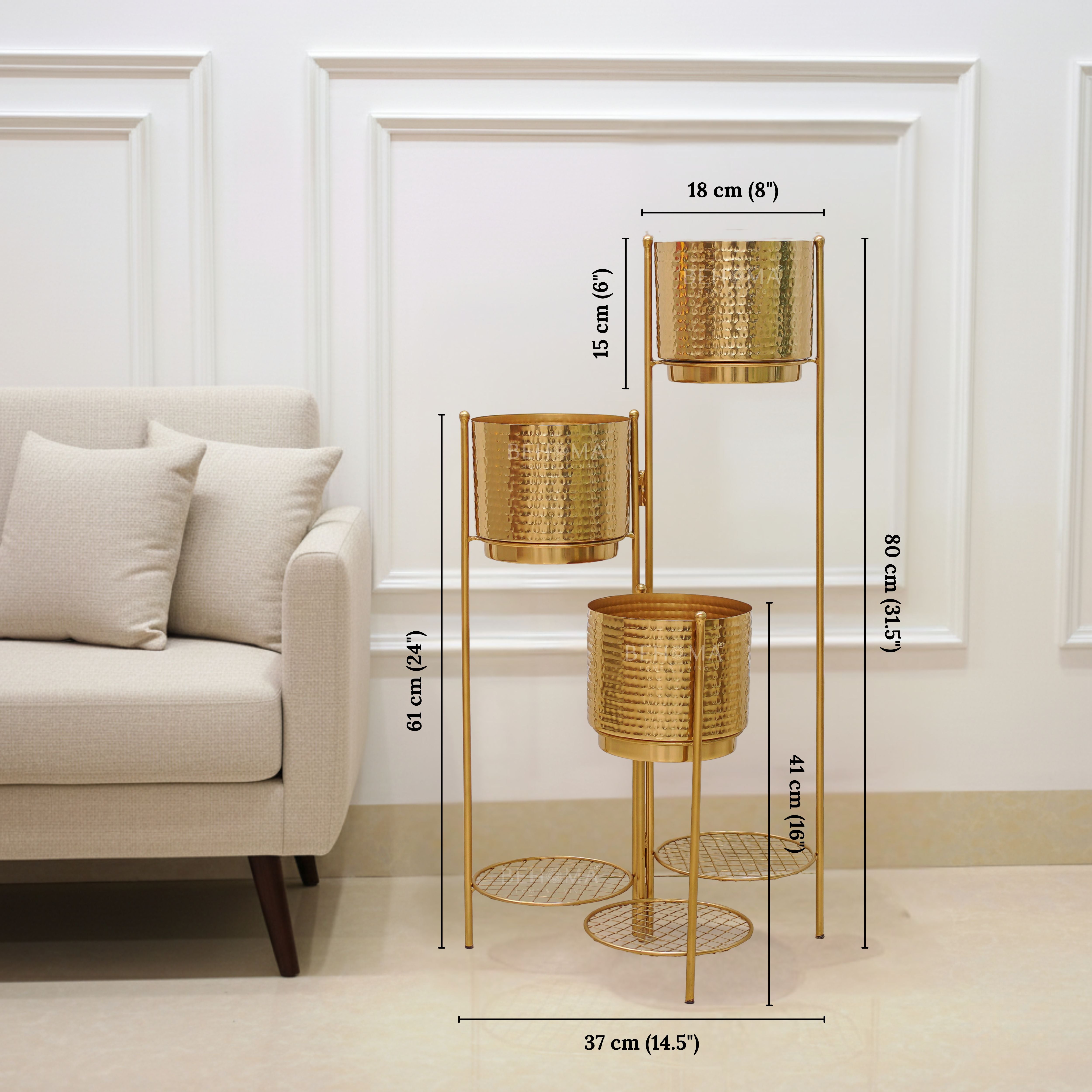 3-Tier Folding plant stand, Gold (Planter Only)