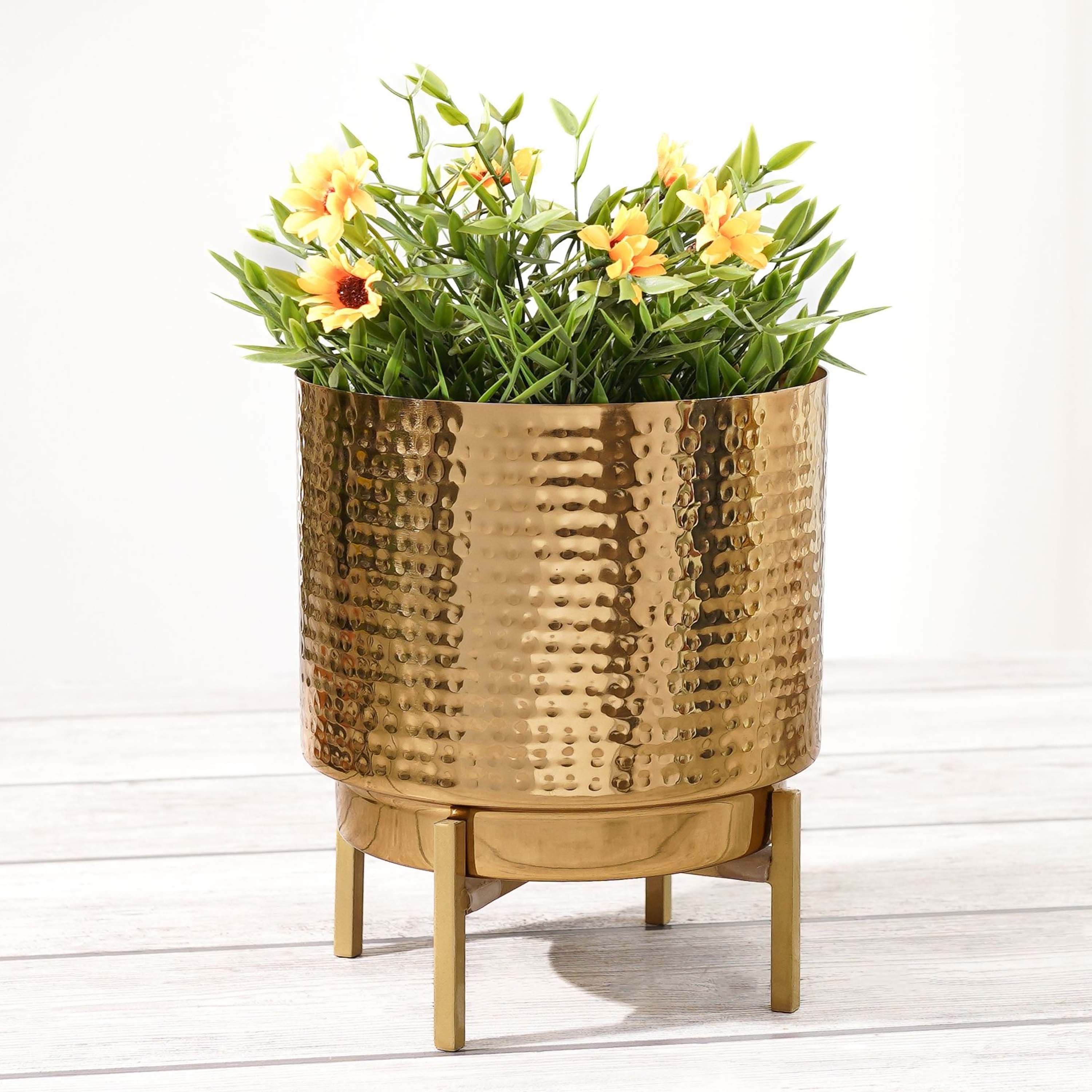 Hammered Metal Planter, Small (Planter Only)