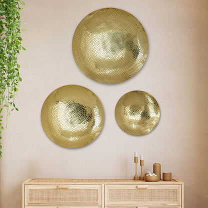 Golden Crackled Wall Plates, Set
