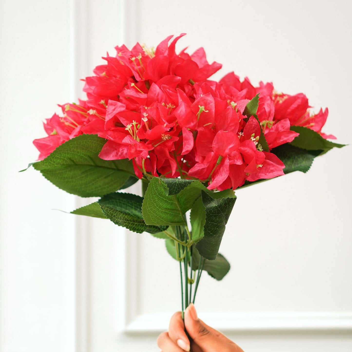 Combo of Ribbed Metal Vase and Bougainvillea