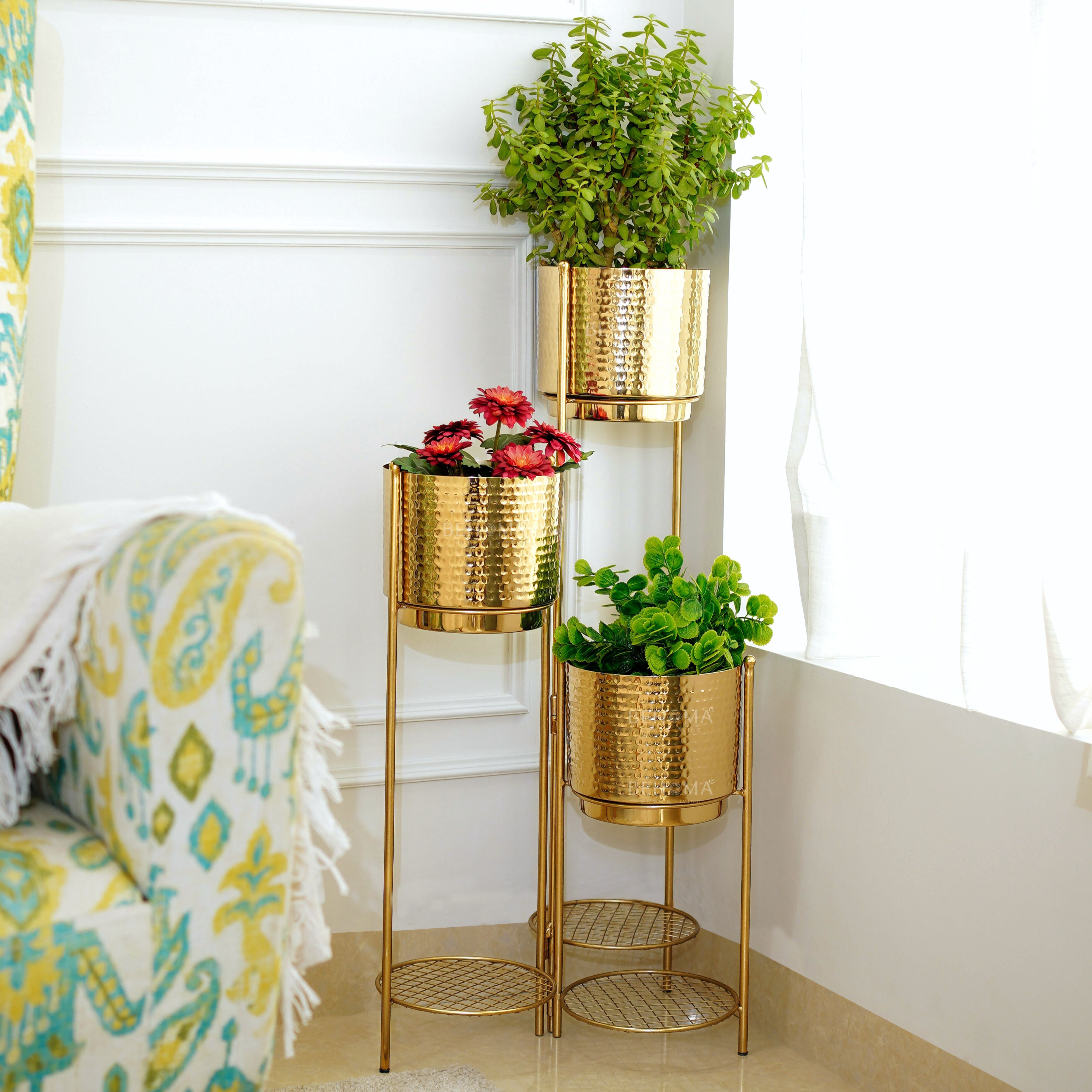 3-Tier Folding plant stand, Gold (Planter Only)