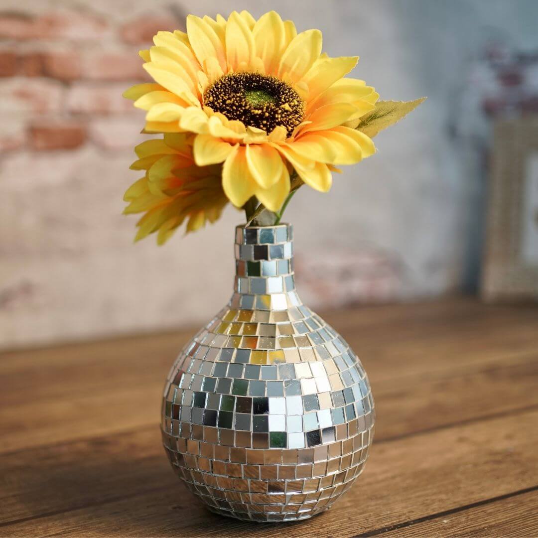 Disco ball mosaic vase 