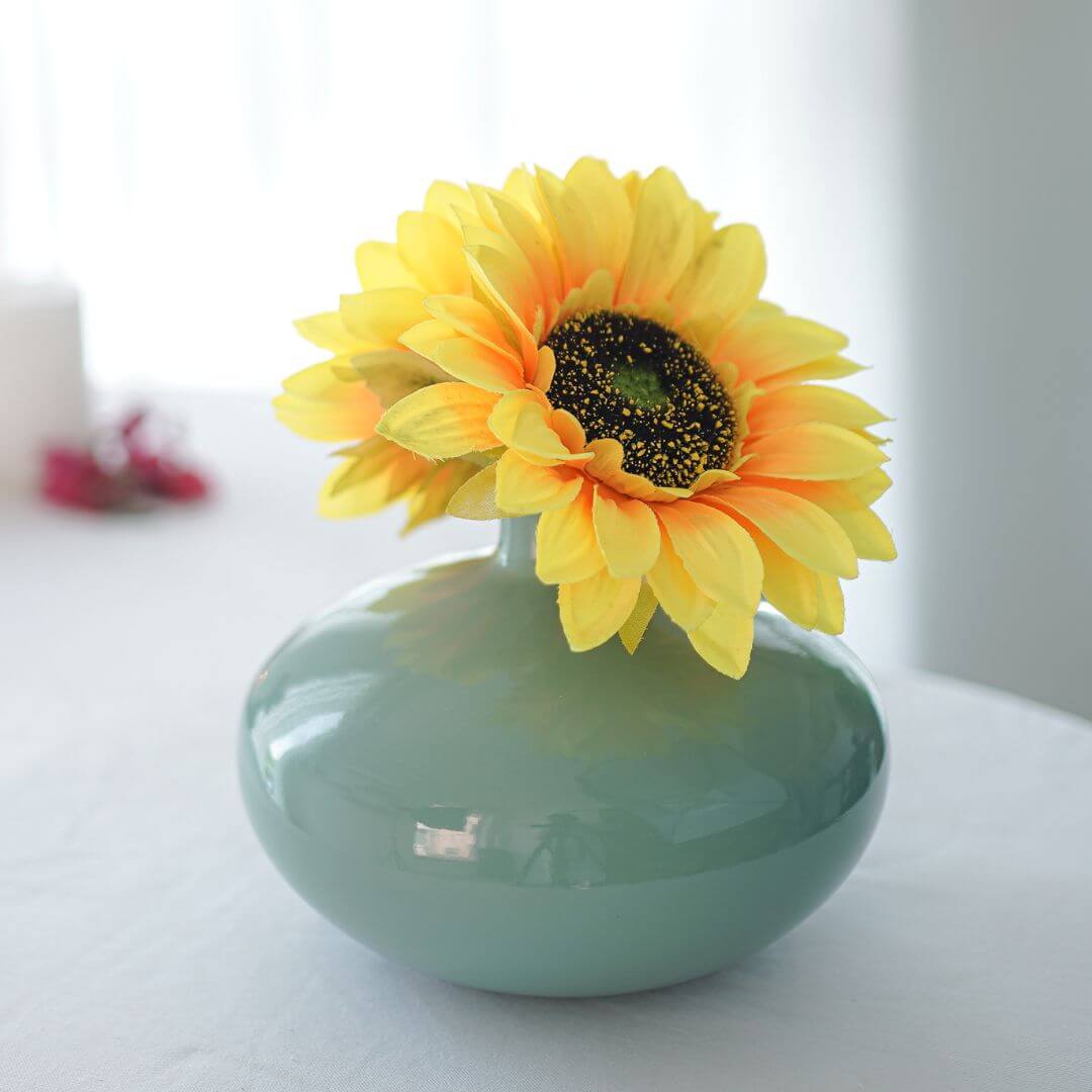 Mist green flower vase with flower 