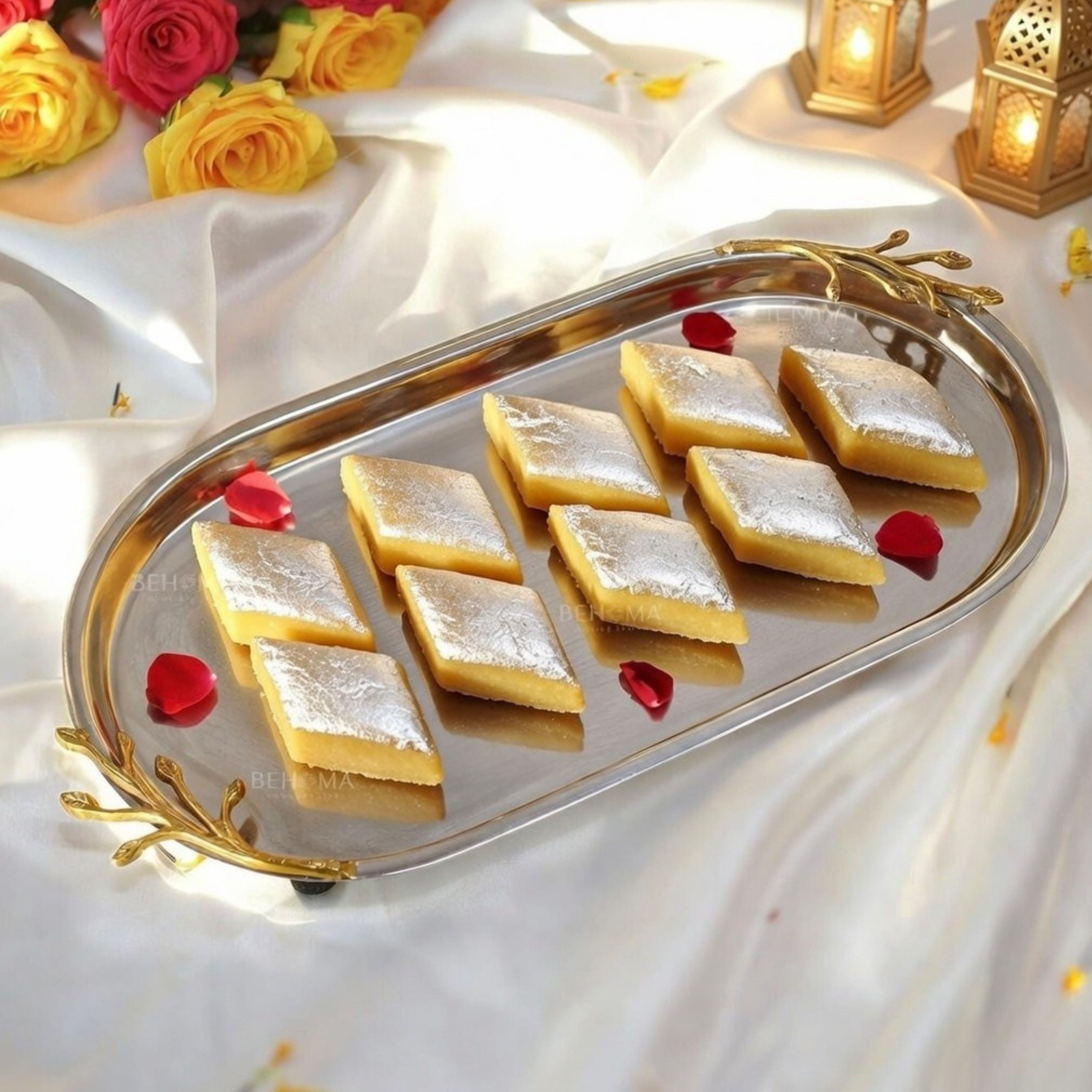 SS Tray with Brass Branch