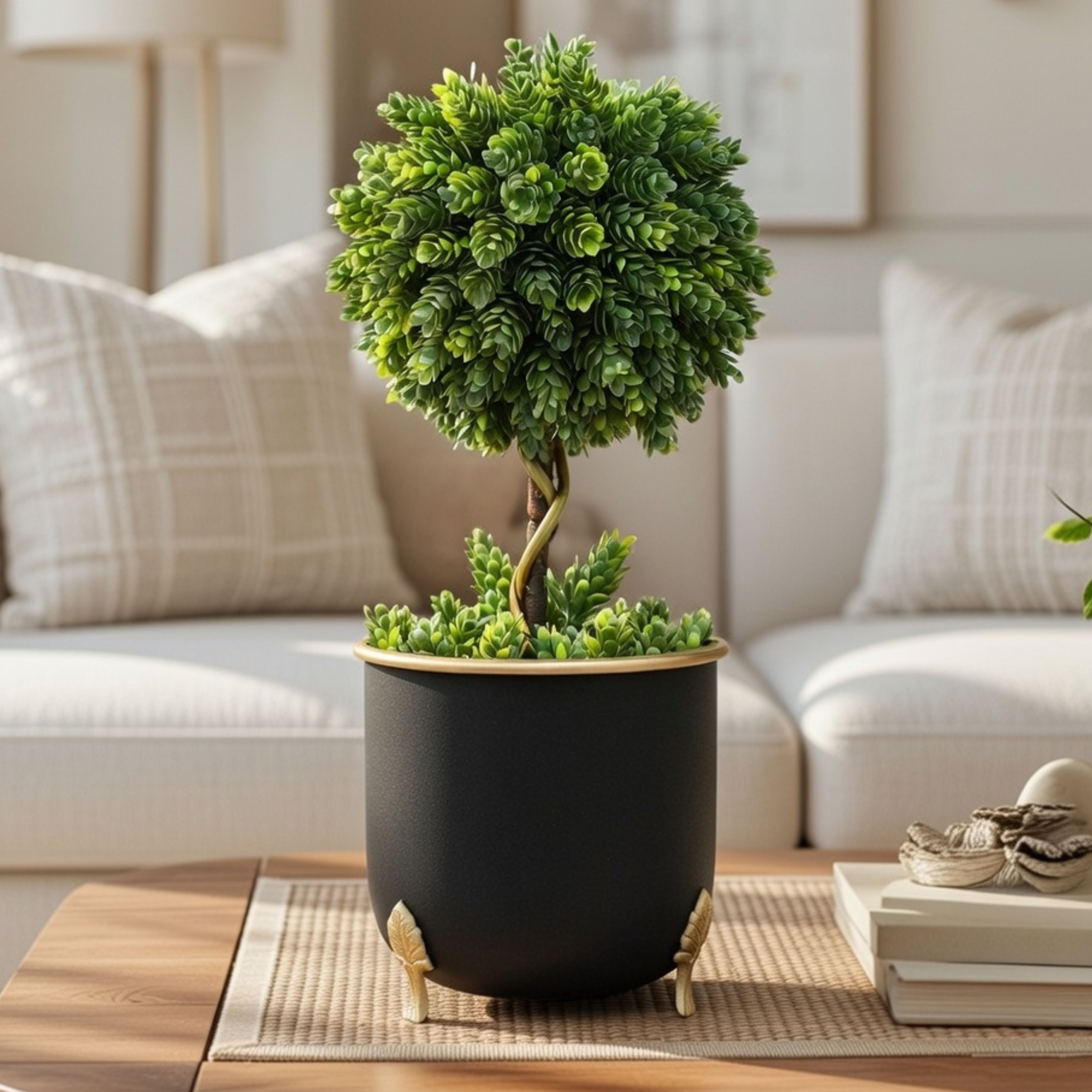 Leaf leg Metal Planter, Black (Pot Only)