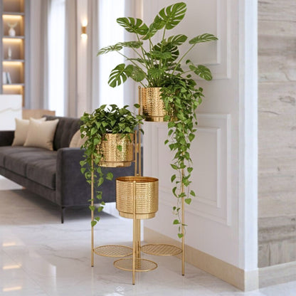 3-Tier Folding plant stand, Gold (Planter Only)