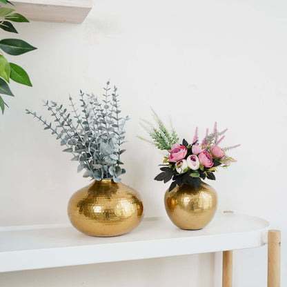 Metal Hammered Flower Vase Set of 2