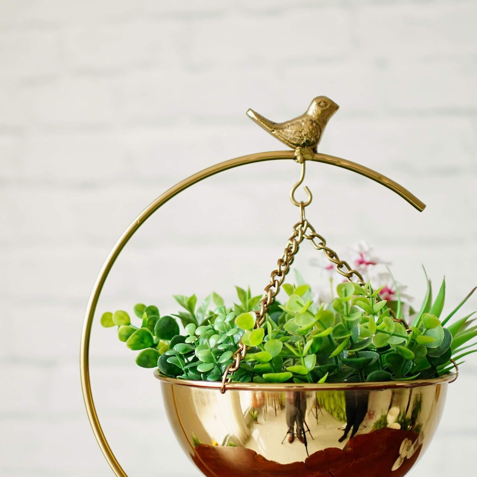 Metal Gold Bird planter 