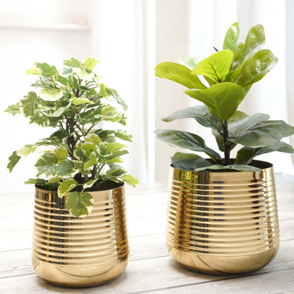 Ribbed Metal Planter Set (Pot Only)